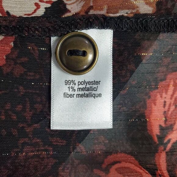 Maurices Women’s Floral Sheer Blouse Size M Brown Red 3/4 Sleeve NWT - Picture 10 of 10